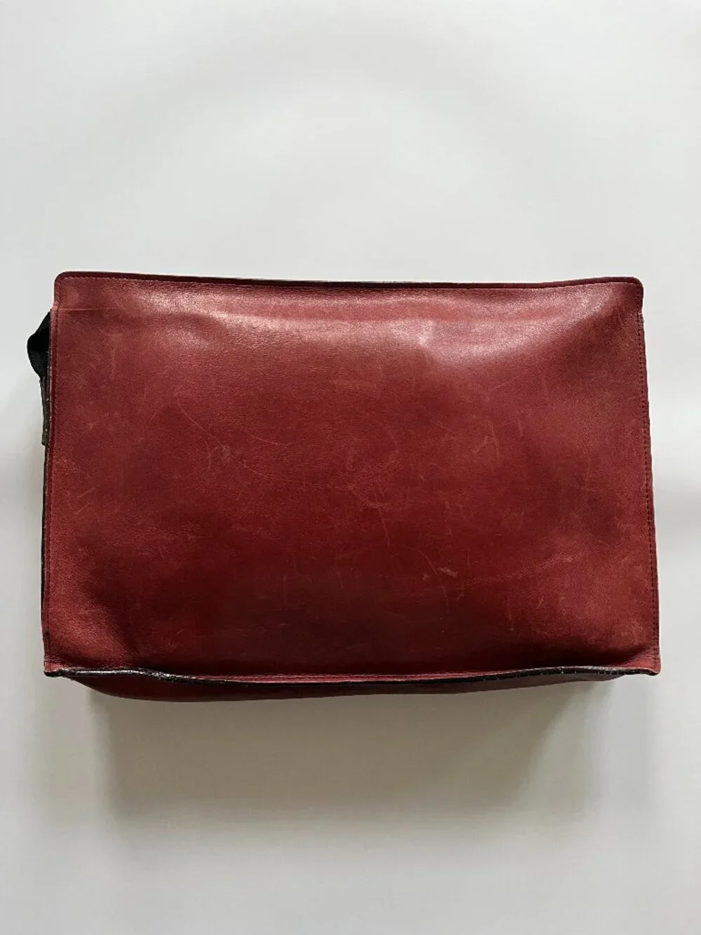 Vintage Red Leather Briefcase / Bag with zipper